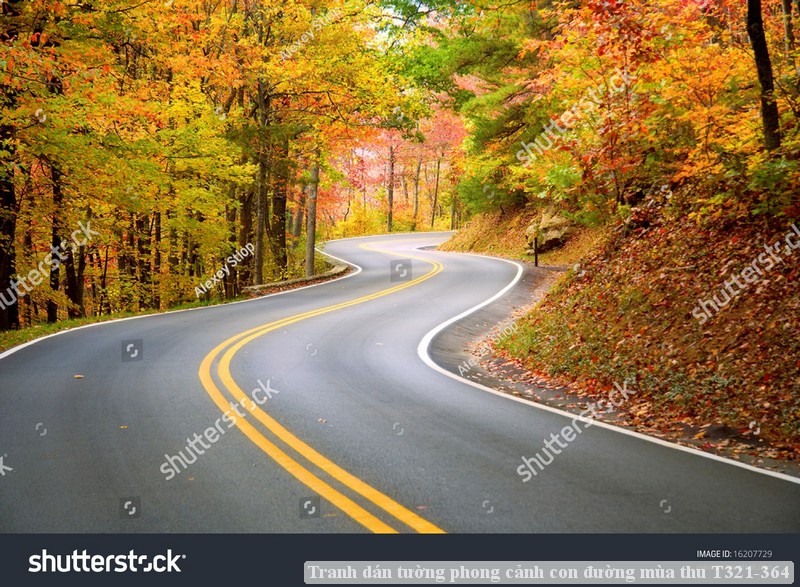 Tranh dán tường phong cảnh hồ thác, cây cối T321-573